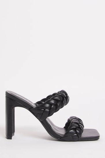 Buy Simply Be Sandra Plaited Heeled Wide Fit Black Sandals from