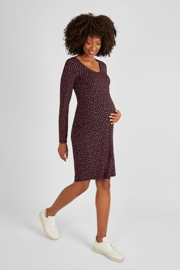 JoJo Maman Bébé Black Spot Print Maternity & Nursing Dress