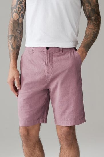 Pink Cotton Linen Chinos Shorts