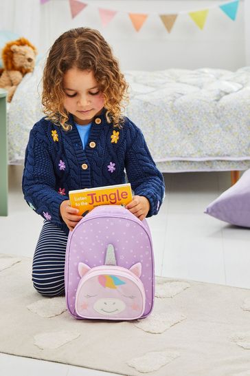 JoJo Maman Bébé Purple Unicorn Character Backpack