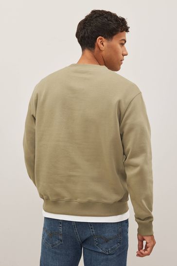 Benetton ecru best sale crew neck sweatshirt