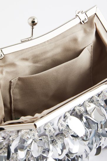 Next silver sparkle clutch bag outlet