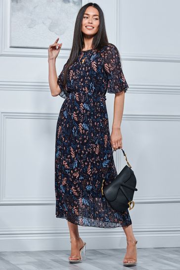 Chiffon pleated maxi dress shop