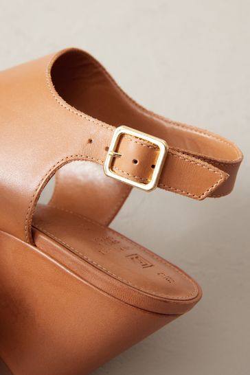 Buy Tan Brown Signature Leather Toe Post Wedges from Next Denmark