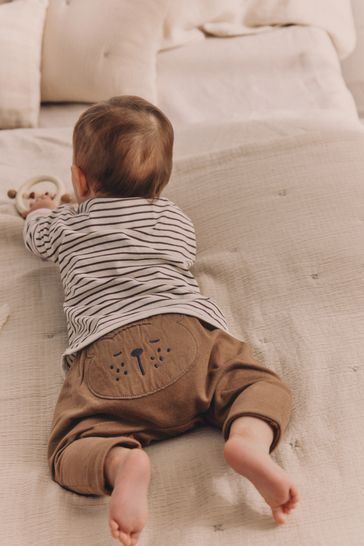 Neutral Baby Animal Print 100 Cotton Leggings 2 Pack 0mths 2yrs