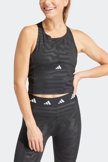 Buy adidas Black Techfit Printed Crop Vest from Next Luxembourg