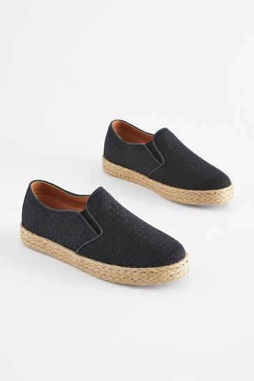 Navy Woven Espadrilles Loafers