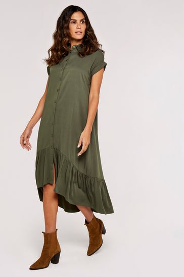 Buy Apricot Khaki Green Boxy Tiered Hem Maxi Dress from Next Ireland