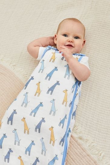 Buy JoJo Maman Bebe Blue Giraffe 1 Tog Baby Muslin Sleeping Bag from Next Bahrain