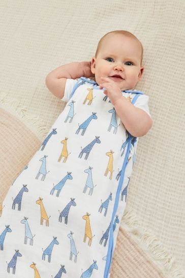 JoJo Maman Bébé Blue Giraffe 1 Tog Baby Muslin Sleeping Bag