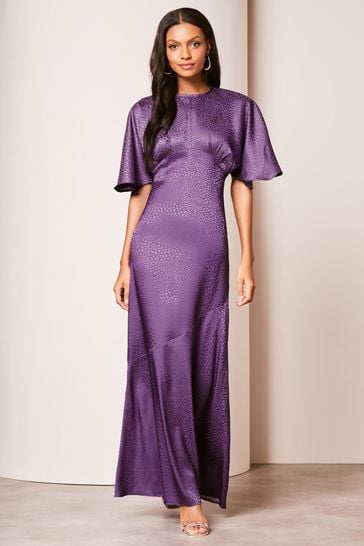Lipsy Purple Kimono Sleeve High Neck Maxi Dress