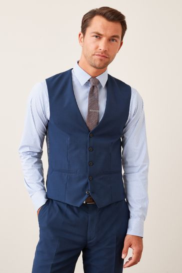Buy Bright Blue Wool Mix Textured Suit Waistcoat from Next Luxembourg