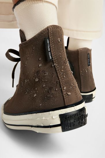 Converse all star shearling brown suede leather high top shoes hotsell