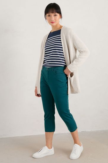 Seasalt Cornwall Blue Peacock Albert Quay Slim Fit Crop Trousers