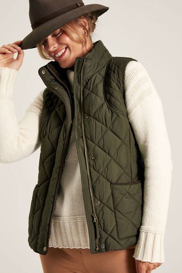 Joules Thornley Green Showerproof Diamond Quilted Gilet