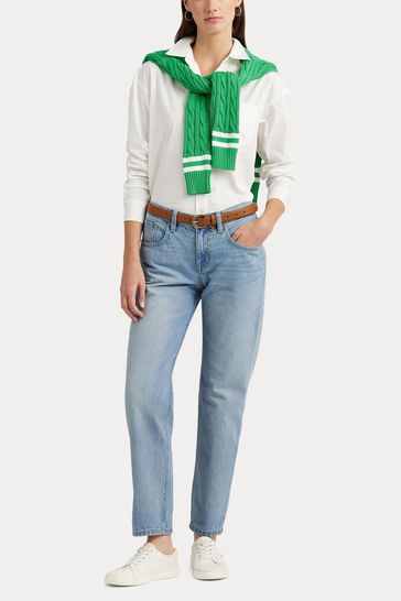 Buy Lauren Ralph Lauren Light Blue Relaxed Tapered Ankle Jeans