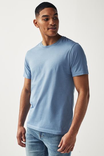 Blue Mid Slim Fit Essential Crew Neck T-Shirt