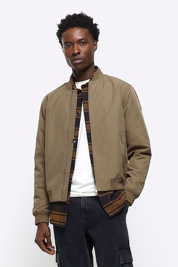 River Island Brown Cotton Bomber Jacket