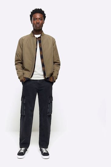 River island khaki bomber jacket hotsell