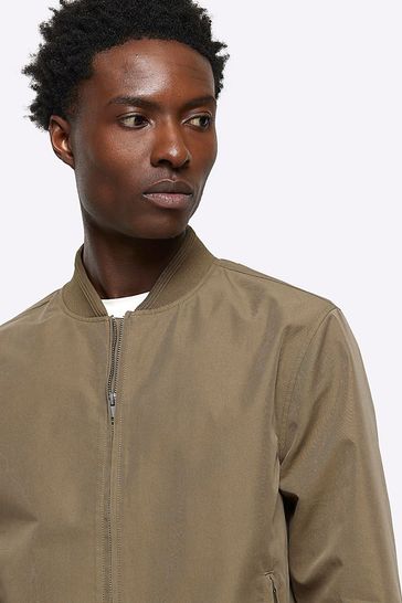 River island khaki bomber jacket store