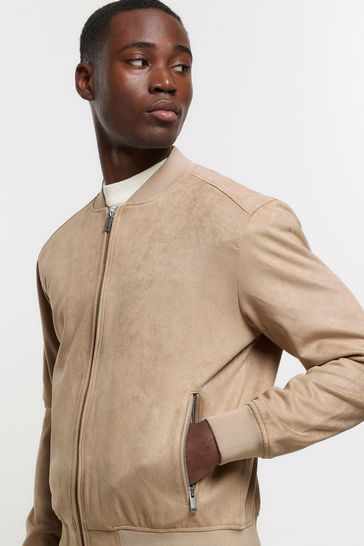Buy River Island Natural Suedette Bomber Jacket from Next Ukraine