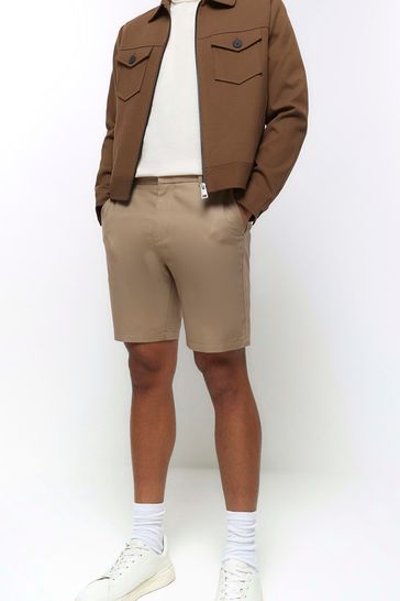 River Island Brown Non Belted Chinos Shorts