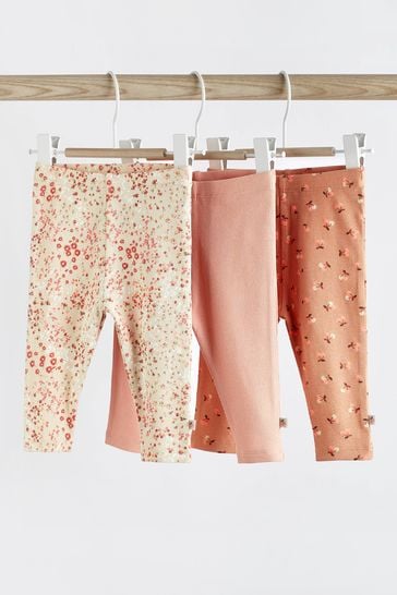 Rust/Brown/Tan Floral Baby Leggings 3 Pack