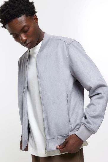 River island blue new arrivals suede jacket