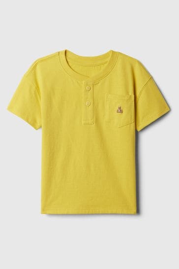 Gap Yellow Brannan Bear Embroidered Baby Henley T-Shirt