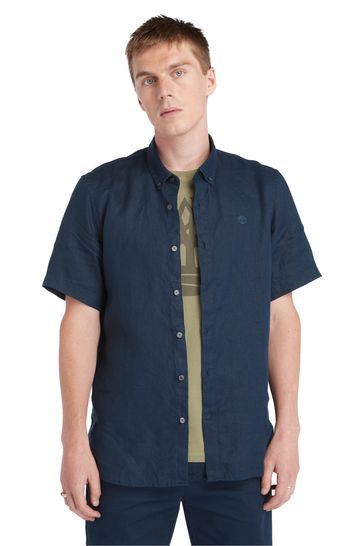 Timberland Blue Mill Brook Linen Short Sleeve Shirt
