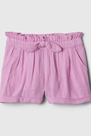Gap Pink Crinkle Cotton Bow Pull On Short