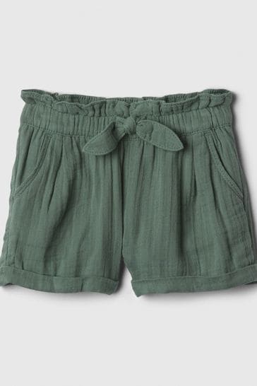 Gap Green Crinkle Cotton Bow Pull On Short
