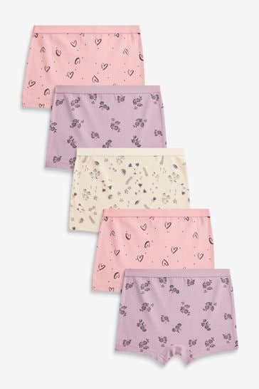 Pink/Lilac/Yellow Shorts 5 Pack (2-16yrs)