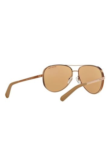 Buy Michael Kors Rose Gold Pink Chelsea Rim Pilot Sunglasses