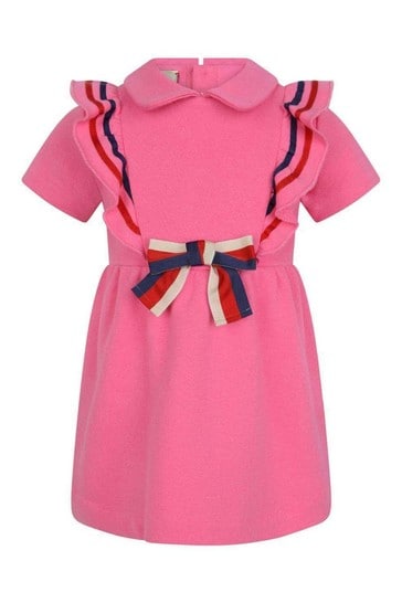 Baby Girls Pink Cotton Bow Dress