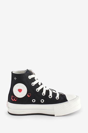 Converse Black Junior Heart All Star EVA Lift Trainers