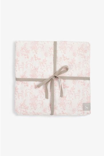 The Little Tailor Pink Baby Easter Bunny Print Muslin Blanket