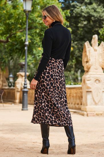 Buy Sosandar Black Midi Skirt With Split from Next Luxembourg