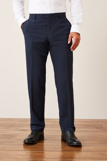 Buy Navy Blue Tailored Wool Mix Textured Suit Trousers from Next Luxembourg