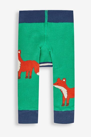JoJo Maman B b Green Fox Fox Knitted Leggings