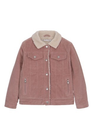 Mintie by Mint Velvet Rose Pink Cord Borg Lined Jacket