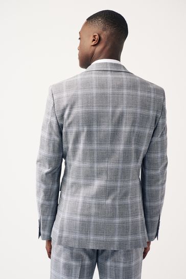Buy Light Grey Slim Fit Check Suit Jacket from Next Kuwait