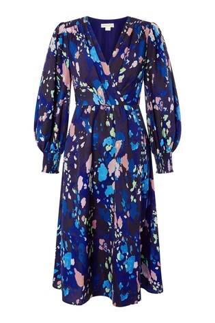 Buy Monsoon Blue Anita Animal Print Wrap Dress from Next Luxembourg