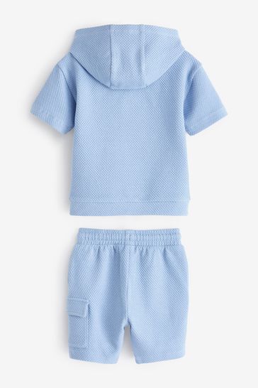 Buy Teal Blue Short Sleeve Textured Hoodie and Shorts Set 3mths 7yrs from Next Luxembourg