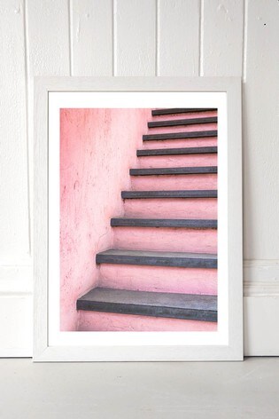 East End Prints White Stairway To Pink Print