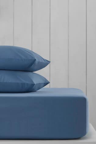 Spannbettlaken mit hohem Baumwollanteil für hohe Matratzen, Maison-Blau