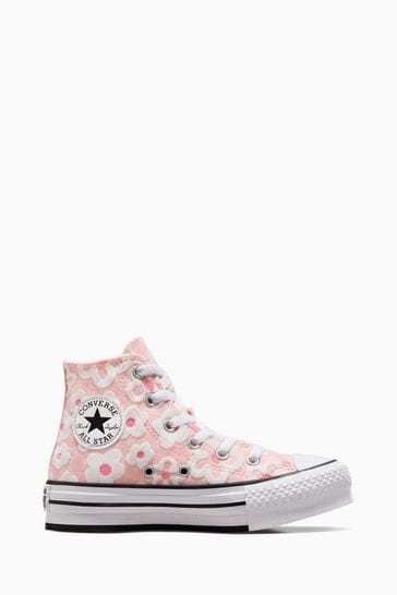 Converse Pink Floral Textured Eva Lift Youth Trainers