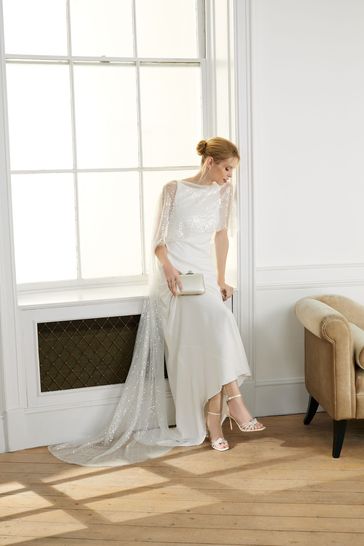 Dune London Cream Morella Crystal Knot Sandals