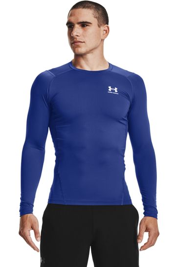 Buy Under Armour Blue HeatGear Fitted Long Sleeve Base Layer T Shirt from Next Bahrain