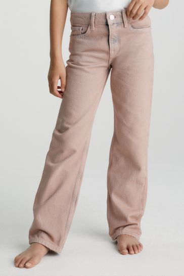 Buy Calvin Klein Kids Pink Straight Overdye Jeans from Next Luxembourg